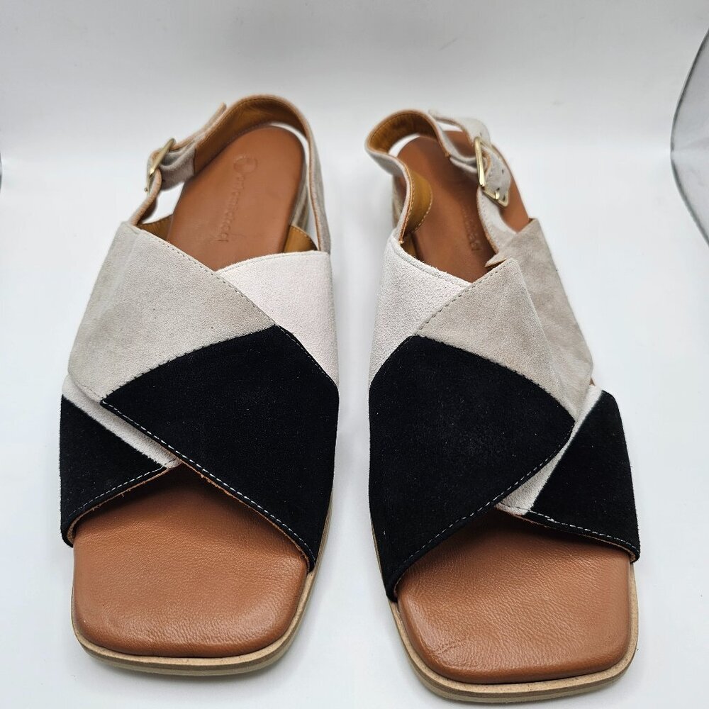 NWOB Eric Michael Flip Black Combo Suede‎ Sandals Size EU 41 US 10-10.5